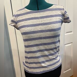 French blue & white striped Majestic Filiatures linen knit tee